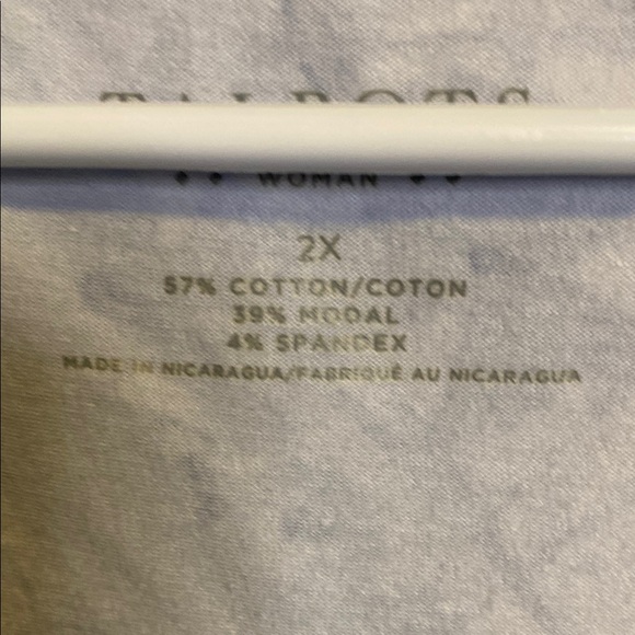 Talbots Blue and White Wrap Blouse Short Sleeve - Picture 2 of 4